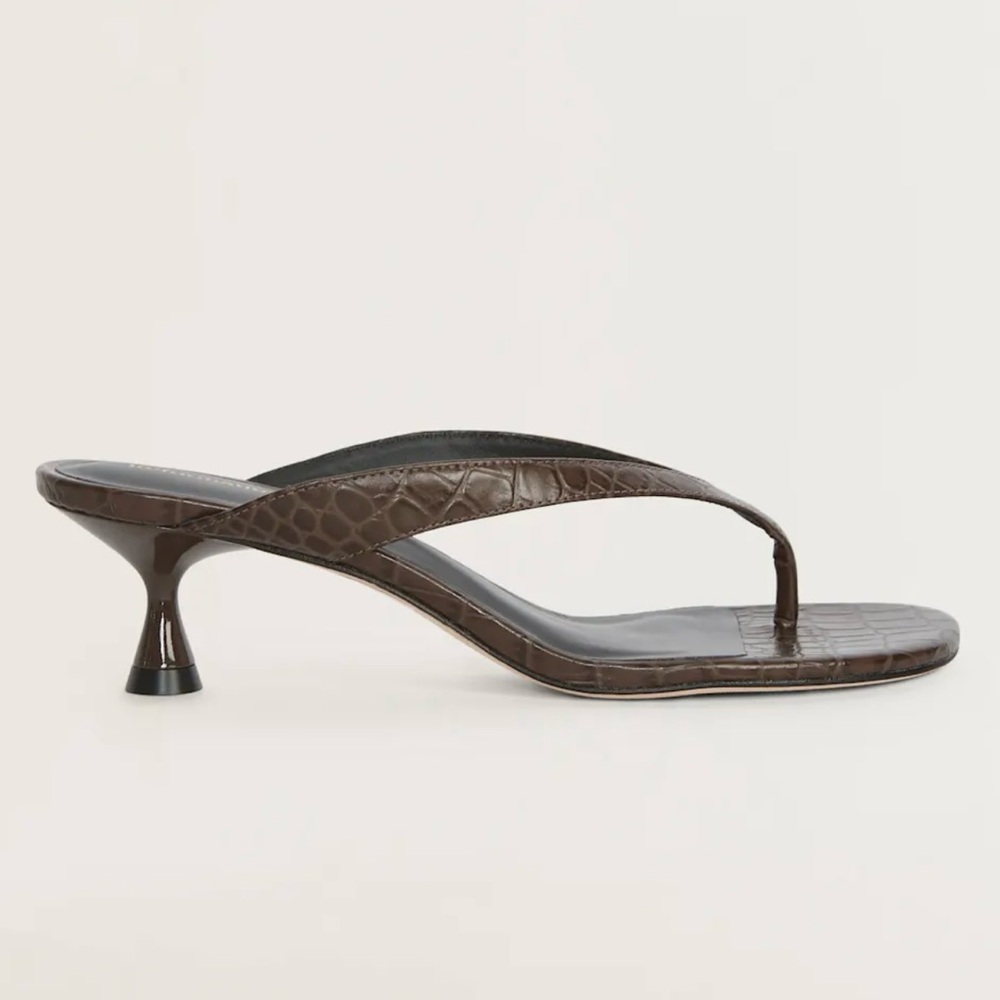 BRAND NEW Reformation Sophie Brown Heeled Sandals with Kitten Heel 9.5